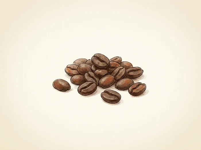 Illustration of a small pile of whole roasted coffee beans.